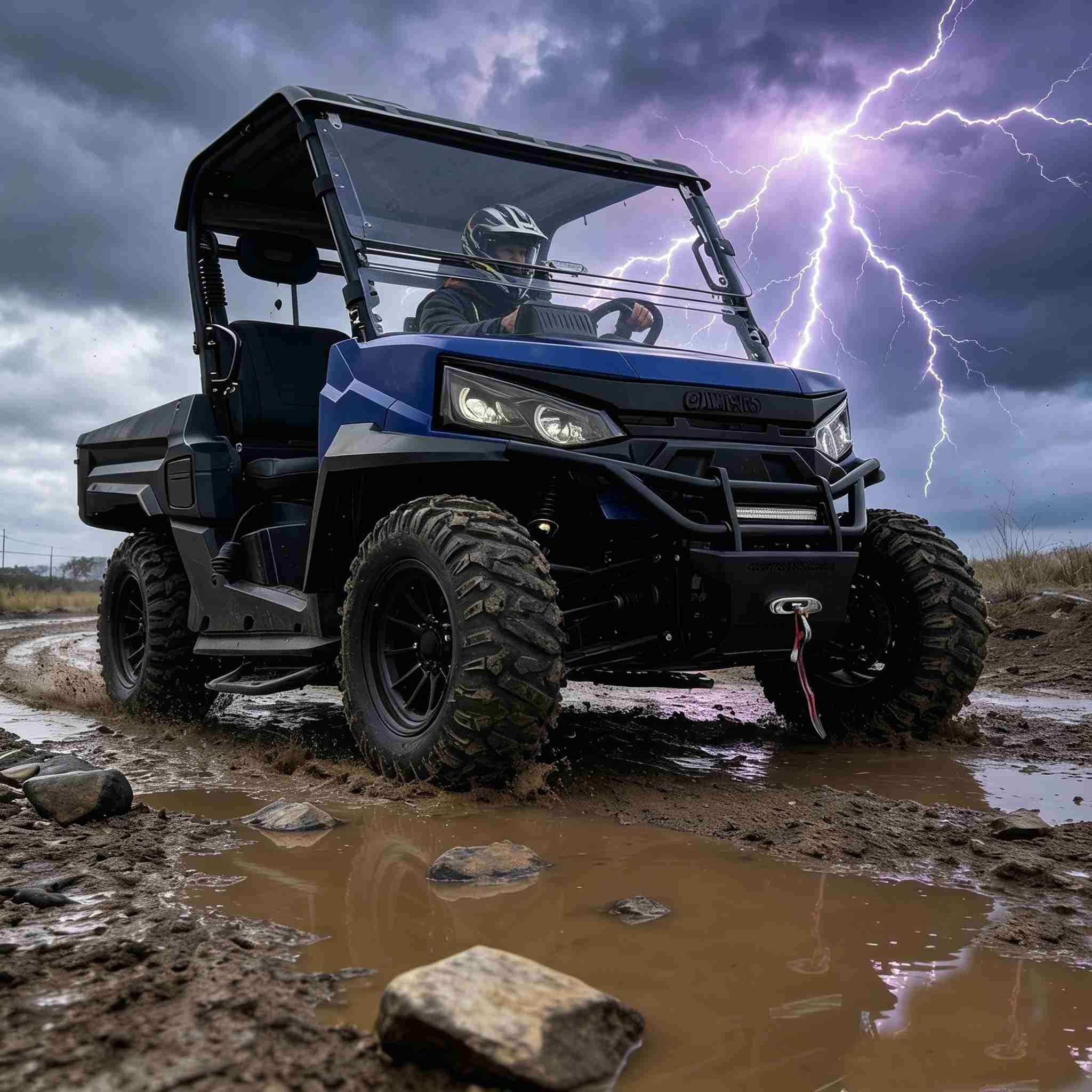 10KW محرك تيار متردد 4WD UTV لصيد الولايات المتحدة الأمريكية 350 كجم سرير تفريغ 20KW الذروة